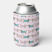 Leuke teckels in roze blikjeskoeler (Blikje Achterkant)