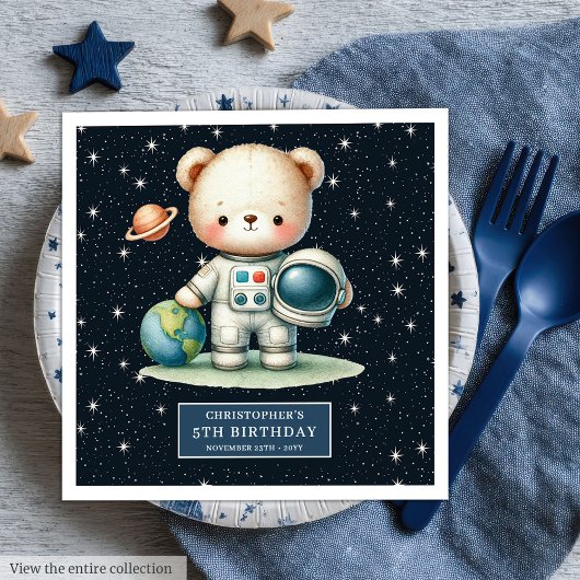 Leuke Teddy Astronaut Napkins Boy Verjaardag Custo Servet