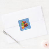 Leuke Teddy Bear Aangepaste Kerstmis Vierkante Sticker (Envelop)