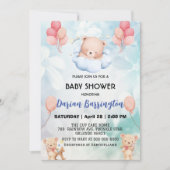 Leuke teddy Bear bloem ballon baby shower feest Kaart (Voorkant)