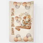 Leuke Teddy Bear Herfst Pompoenen Beary 1e Verjaar Spandoek (Verticaal)
