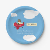 Leuke  Teddy Bear Pilot Baby shower Papieren Bordje (Voorkant)