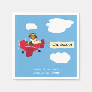 Leuke  Teddy Bear Pilot Baby shower Servet