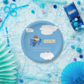 Leuke  Teddy Bear Pilot Boy Baby shower Papieren Bordje (Feest)