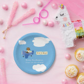 Leuke  Teddy Bear Pilot Boy Baby shower Papieren Bordje (Feest)