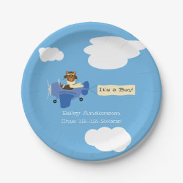 Leuke  Teddy Bear Pilot Boy Baby shower Papieren Bordje