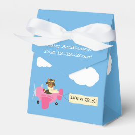 Leuke  Teddy Bear Pilot Girl Baby shower Bedankdoosjes