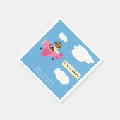 Leuke  Teddy Bear Pilot Girl Baby shower Servet (Hoek)