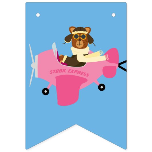 Leuke Teddy Bear Pilot Girl Baby shower Vlaggetjes (Derde vlag)