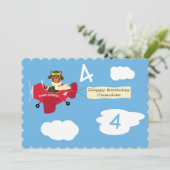 Leuke Teddy Bear Pilot Verjaardag Kaart (Staand voorkant)