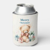 Leuke Teddy Bear Vrolijk Kerstfeest Blikjeskoeler (Blikje Voorkant)