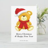 Leuke Teddy Bear Vrolijk Kerstfeest Feestdagenkaart (Staand voorkant)