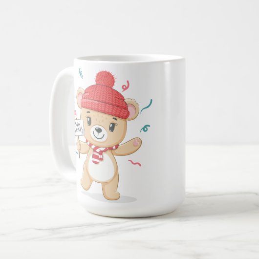 Leuke Teddy Bear Vrolijk Kerstfeest Koffiemok (Voorkant links)
