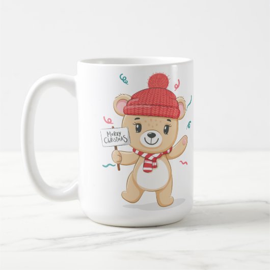 Leuke Teddy Bear Vrolijk Kerstfeest Koffiemok (Links)