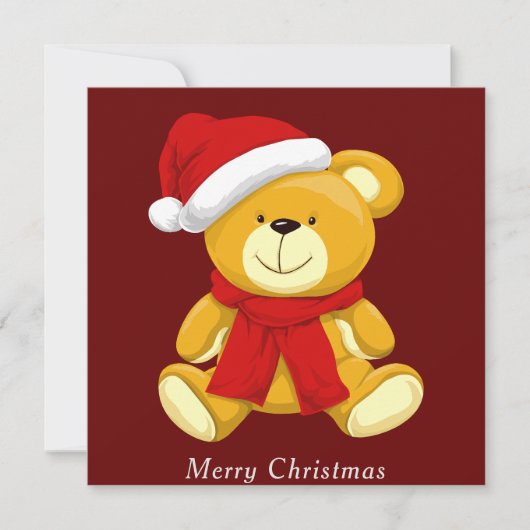 Leuke Teddy Bear Vrolijke Kerstmis Vakantie Kaarte (Voorkant)