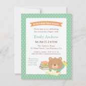 Leuke Teddy Bring a Book Genderneutraal Baby showe Kaart (Voorkant)