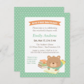 Leuke Teddy Bring a Book Genderneutraal Baby showe Kaart (Voorkant / Achterkant)