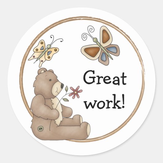 Leuke teddy design rand ronde sticker (Voorkant)