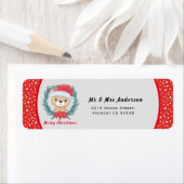 Leuke Teddy Rode en Witte Sterren Vrolijk Kerstfee Etiket (Insitu)