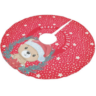 Leuke Teddy Rode en Witte Sterren Vrolijk Kerstfee Kerstboom Rok