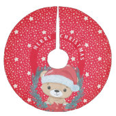 Leuke Teddy Rode en Witte Sterren Vrolijk Kerstfee Kerstboom Rok (Voorkant)