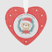Leuke Teddy Rode en Witte Sterren Vrolijk Kerstfee Ornament (voorkant)