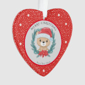 Leuke Teddy Rode en Witte Sterren Vrolijk Kerstfee Ornament (voorkant)