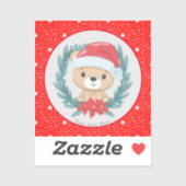 Leuke Teddy Rode en Witte Sterren Vrolijk Kerstfee Sticker (Vel)
