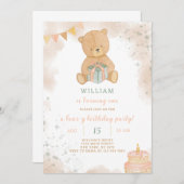 Leuke Teddy verjaardagsuitnodiging Kaart (Voorkant / Achterkant)