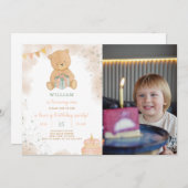 Leuke Teddy verjaardagsuitnodiging met foto Kaart (Voorkant / Achterkant)