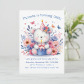 Leuke Teddybeer 1e verjaardag Kaart (Staand voorkant)