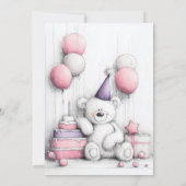 Leuke Teddybeer 1e Verjaardagsfeestuitnodiging Kaart (Achterkant)