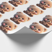 Leuke teddybeer aanpasbare achtergrondkleur cadeaupapier (Hoek)