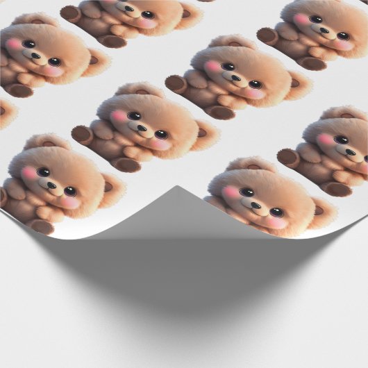 Leuke teddybeer aanpasbare achtergrondkleur cadeaupapier (Hoek)