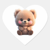 Leuke teddybeer aanpasbare achtergrondkleur hart sticker (Voorkant)