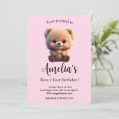 Leuke teddybeer baby meisje 1e verjaardag (Staand voorkant)