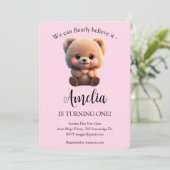 Leuke teddybeer baby meisje 1e verjaardag (Staand voorkant)