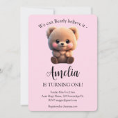 Leuke teddybeer baby meisje 1e verjaardag (Voorkant)