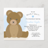 Leuke teddybeer blauw hart jongen Baby shower uitn (Voorkant)