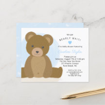 Leuke teddybeer blauw hart jongen Baby shower uitn