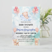 Leuke teddybeer bloemen bloemenlucht baby shower p kaart (Staand voorkant)