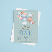 Leuke teddybeer en ballon Baby Verjaardag Kaart