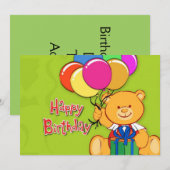 Leuke teddybeer Gelukkige verjaardagskaart Kaart (Voorkant / Achterkant)