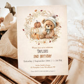 Leuke teddybeer Herfst pompoenen jongen Verjaardag Kaart