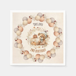 Leuke teddybeer Herfst verjaardagsjongen papieren Servet