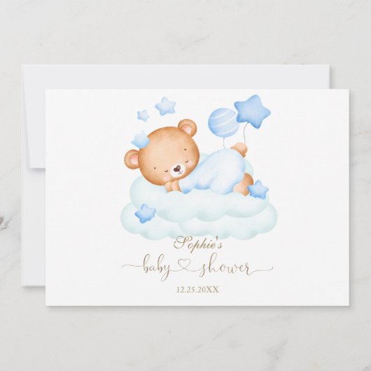 Leuke teddybeer jongen Baby shower kalligrafie Bedankkaart (Achterkant)