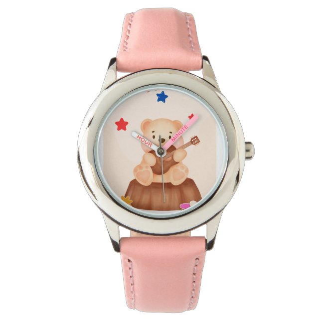 Leuke teddybeer meisjes fancy horloge (Voorkant)