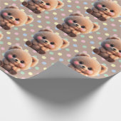 Leuke teddybeer Polka dots Cadeaupapier (Hoek)