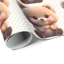 Leuke teddybeer Polka gouden stippen Cadeaupapier