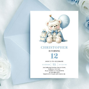 Leuke teddybeer prins stoffig blauw jongens verjaa kaart